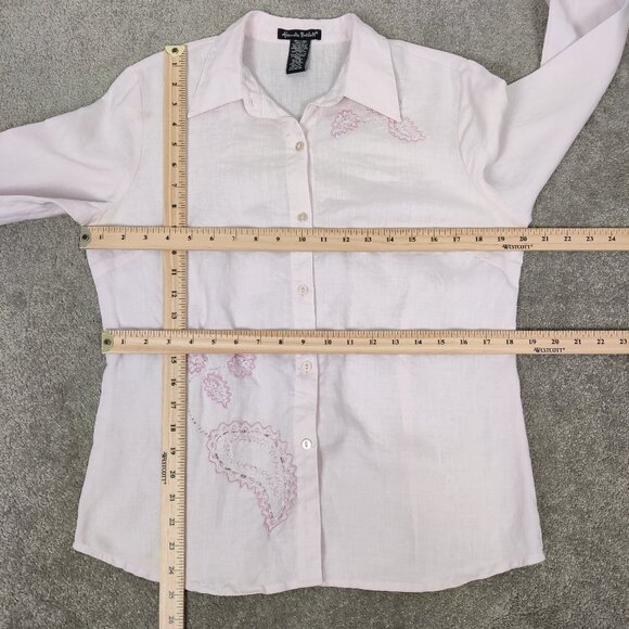 Alexandra Bartlett Women's Button Down Shirt Size M Pink Linen Business Casual - Picture 4 of 8